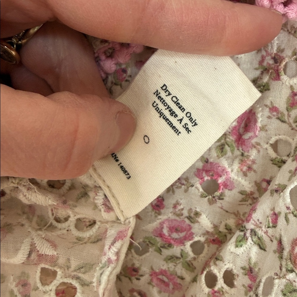 LoveShackFancy Pink Floral Ruffle Peasant Blouse small - Picture 7 of 7
